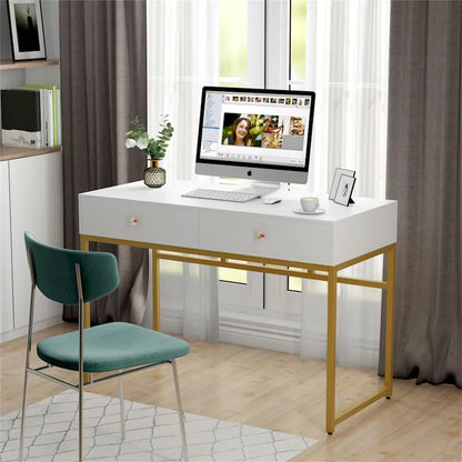 47 inch Home Office Desk Study Writing Table with 2 Storage Drawers