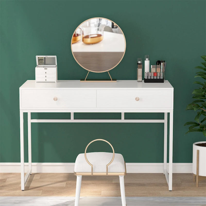 47 inch Home Office Desk Study Writing Table with 2 Storage Drawers