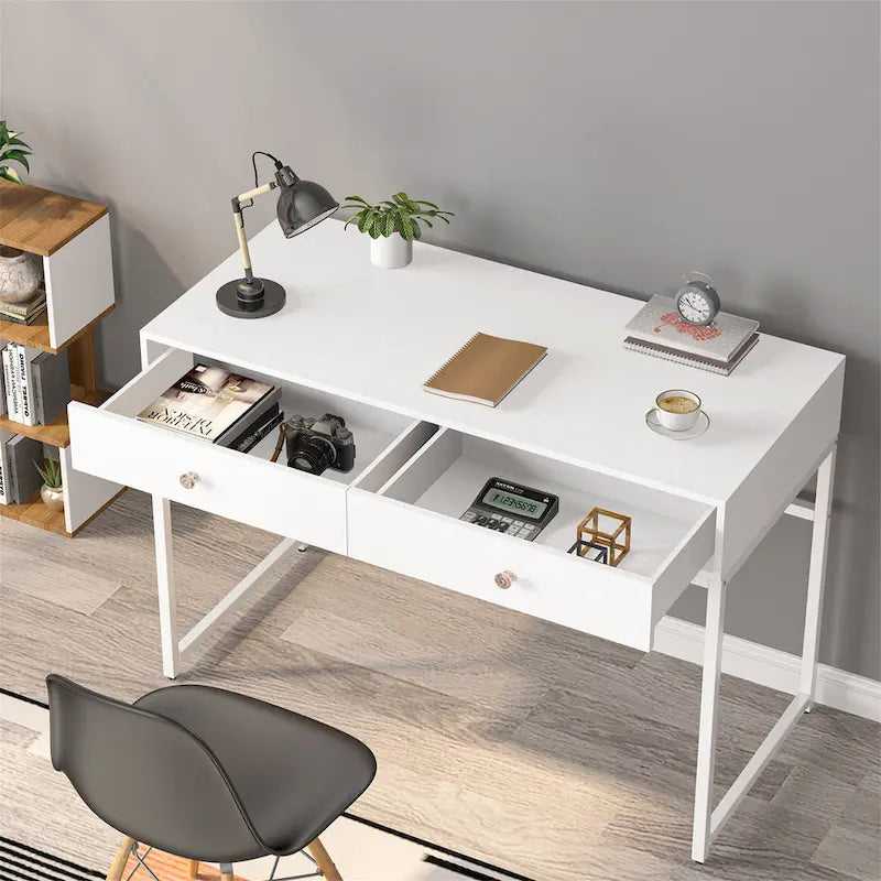 47 inch Home Office Desk Study Writing Table with 2 Storage Drawers