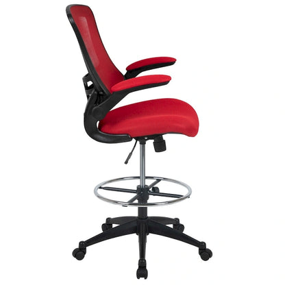 Mid-Back Ergonomic Drafting Chair with Adjustable Foot Ring and Flip-Up Arms