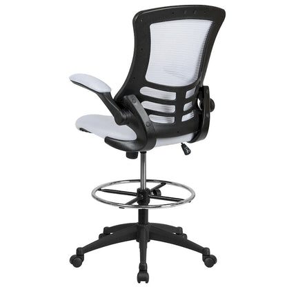 Mid-Back Ergonomic Drafting Chair with Adjustable Foot Ring and Flip-Up Arms
