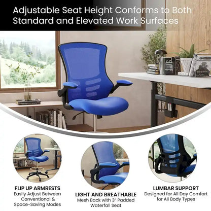 Mid-Back Ergonomic Drafting Chair with Adjustable Foot Ring and Flip-Up Arms