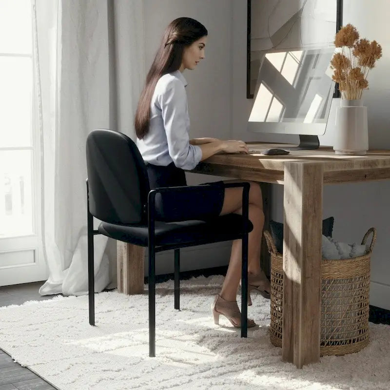 Comfort Stackable Steel Side Reception Chair with Arms