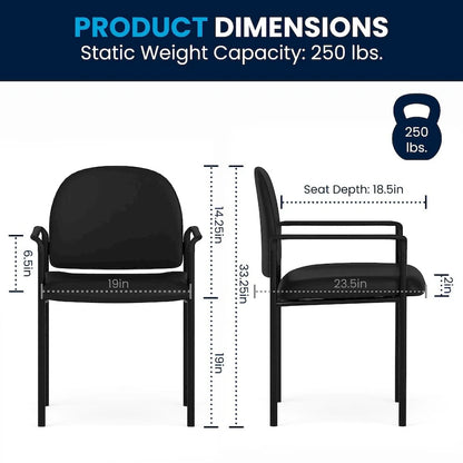 Comfort Stackable Steel Side Reception Chair with Arms