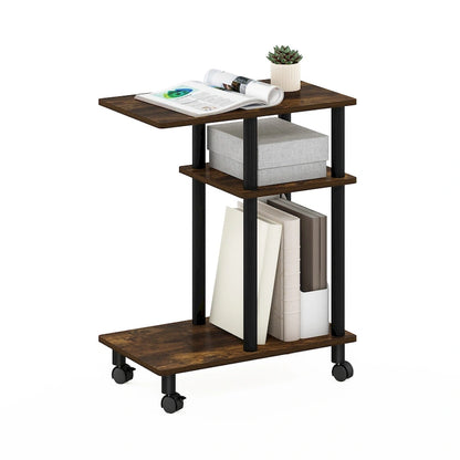 Furinno Turn-N-Tube U Shape Sofa Side Table with Casters