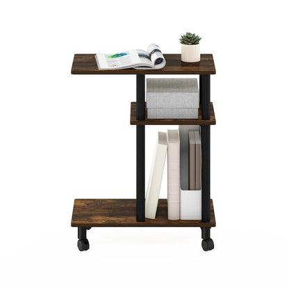 Furinno Turn-N-Tube U Shape Sofa Side Table with Casters