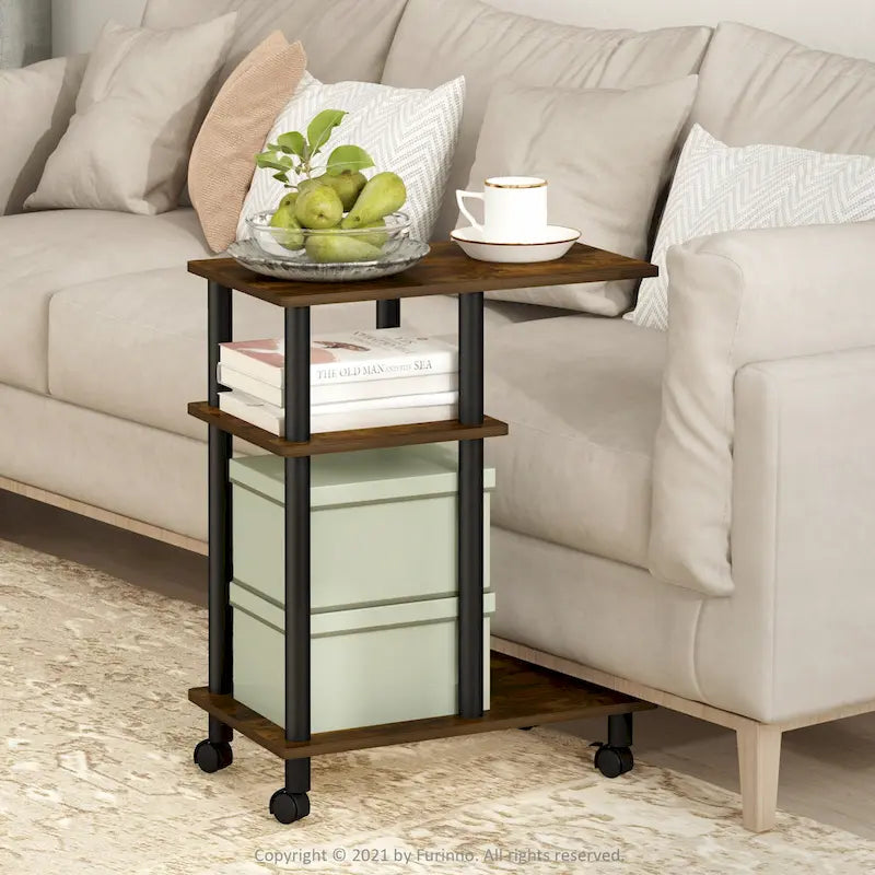 Furinno Turn-N-Tube U Shape Sofa Side Table with Casters