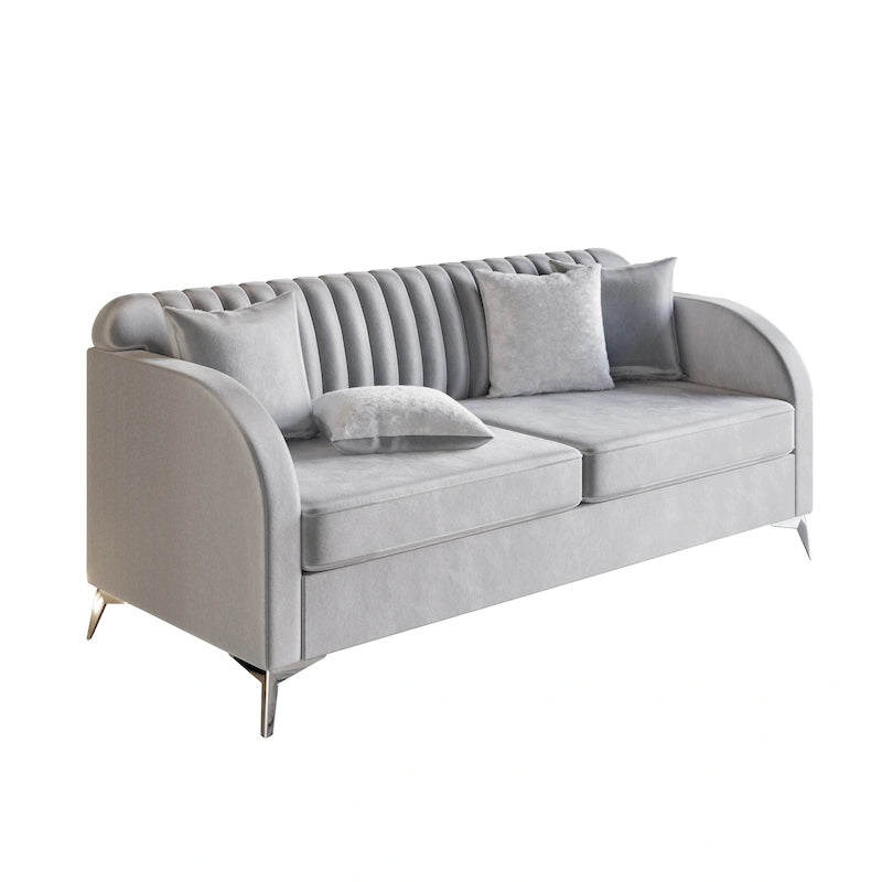 CraftPorch Vertical Channel Tufted Velvet Upholstered Sofa