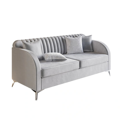 CraftPorch Vertical Channel Tufted Velvet Upholstered Sofa