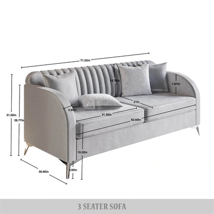 CraftPorch Vertical Channel Tufted Velvet Upholstered Sofa