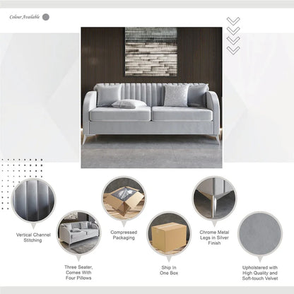 CraftPorch Vertical Channel Tufted Velvet Upholstered Sofa