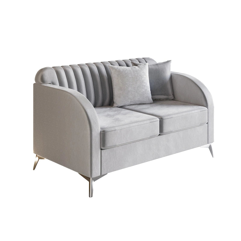 CraftPorch Vertical Channel Tufted Velvet Upholstered Sofa