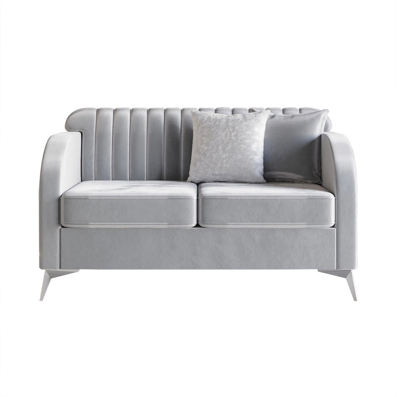 CraftPorch Vertical Channel Tufted Velvet Upholstered Sofa