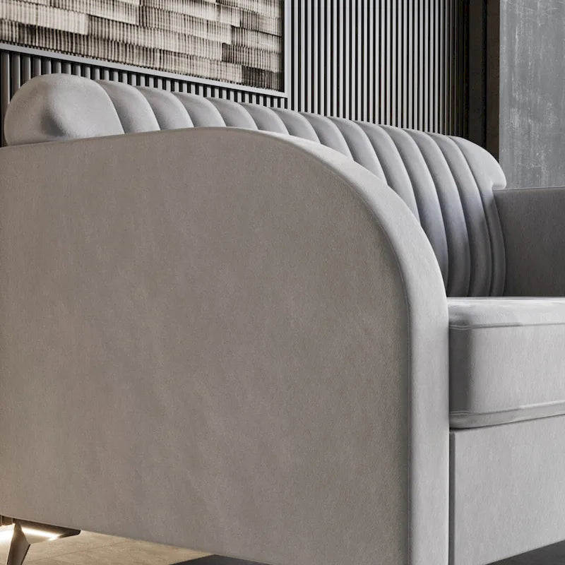 CraftPorch Vertical Channel Tufted Velvet Upholstered Sofa