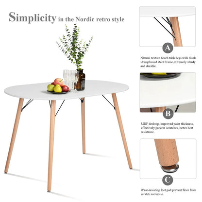 HomyLin 47.2 White Rectangular Dining Table for 4-6 People