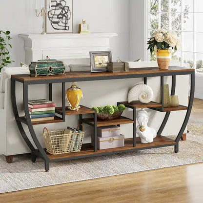 70.9 Inch Extra Long Console Table with Shelves,Sofa Console Table