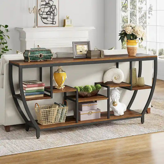 70.9 Inch Extra Long Console Table with Shelves,Sofa Console Table