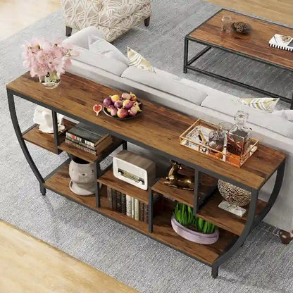 70.9 Inch Extra Long Console Table with Shelves,Sofa Console Table