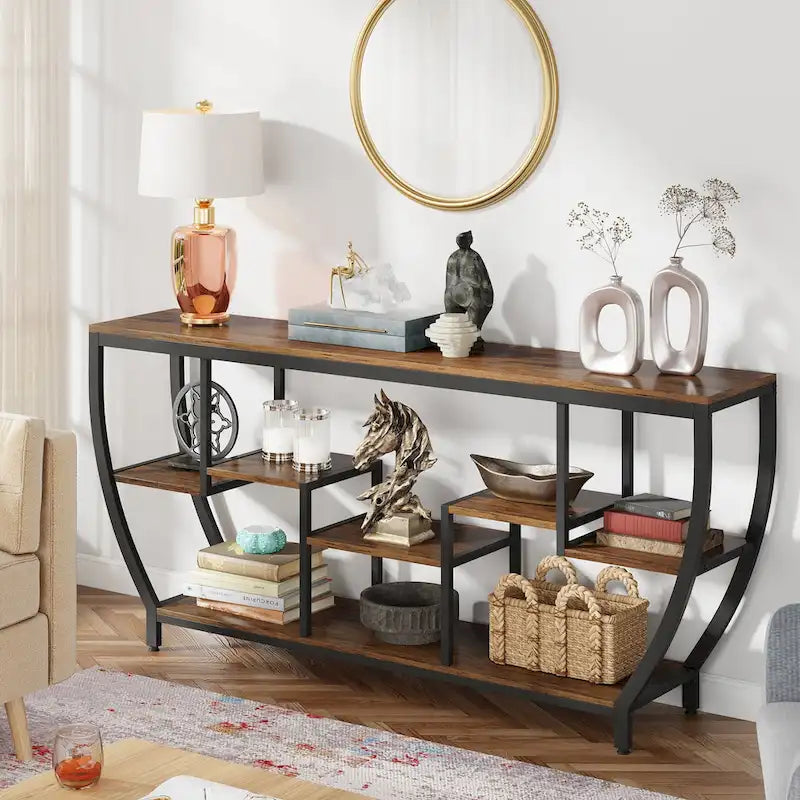 70.9 Inch Extra Long Console Table with Shelves,Sofa Console Table