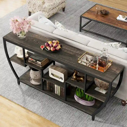 70.9 Inch Extra Long Console Table with Shelves,Sofa Console Table