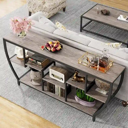 70.9 Inch Extra Long Console Table with Shelves,Sofa Console Table