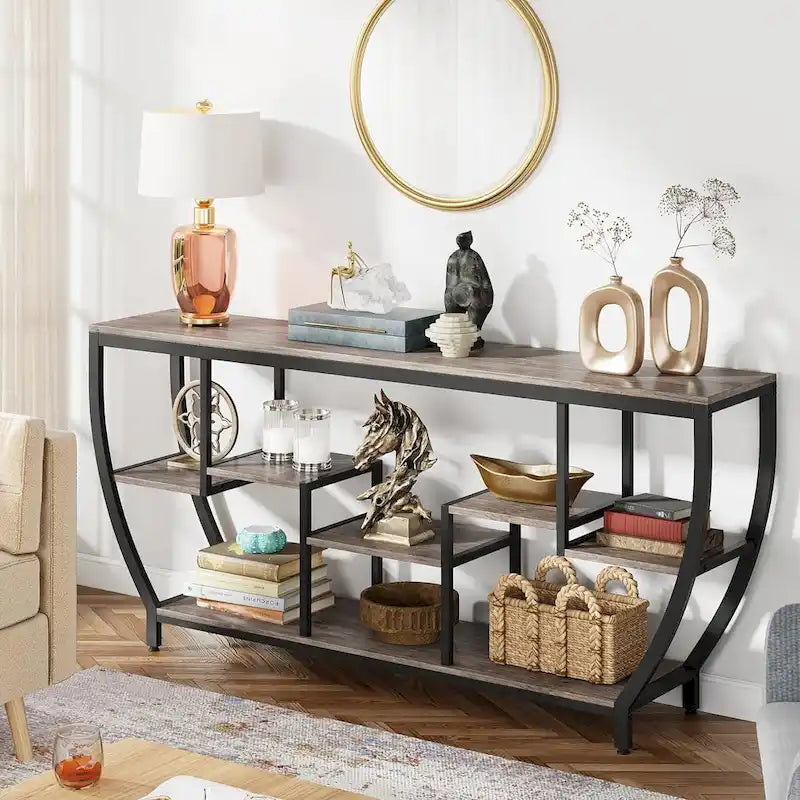 70.9 Inch Extra Long Console Table with Shelves,Sofa Console Table