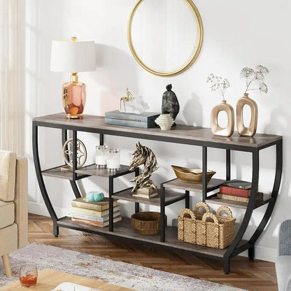 70.9 Inch Extra Long Console Table with Shelves,Sofa Console Table