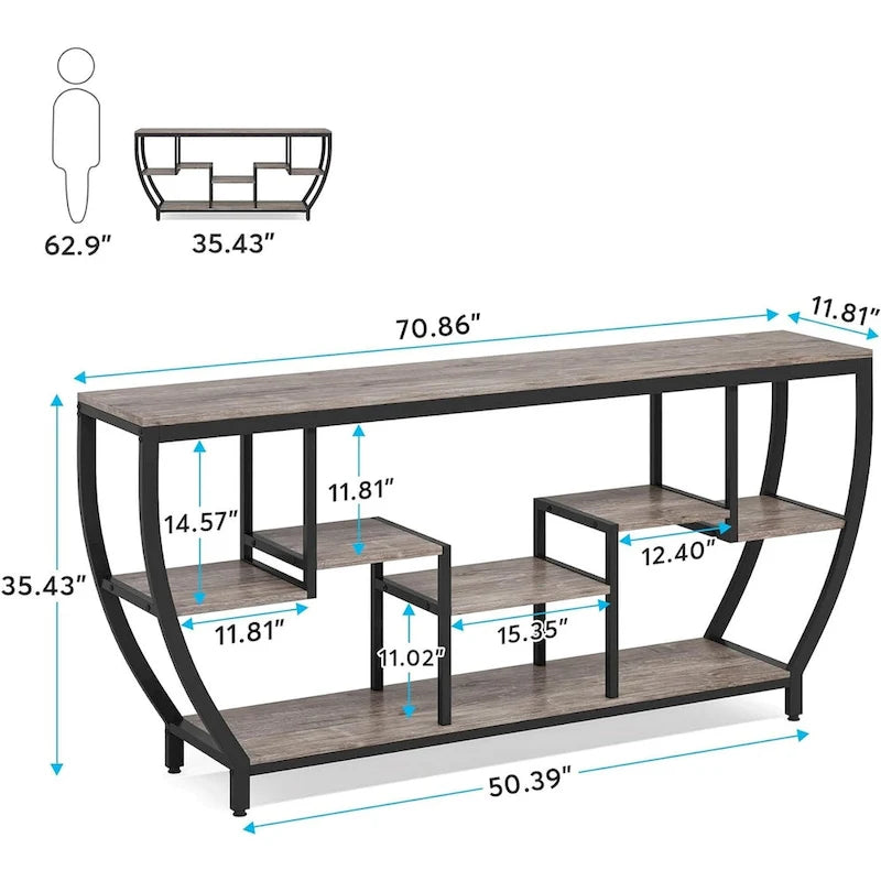 70.9 Inch Extra Long Console Table with Shelves,Sofa Console Table