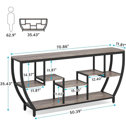 70.9 Inch Extra Long Console Table with Shelves,Sofa Console Table