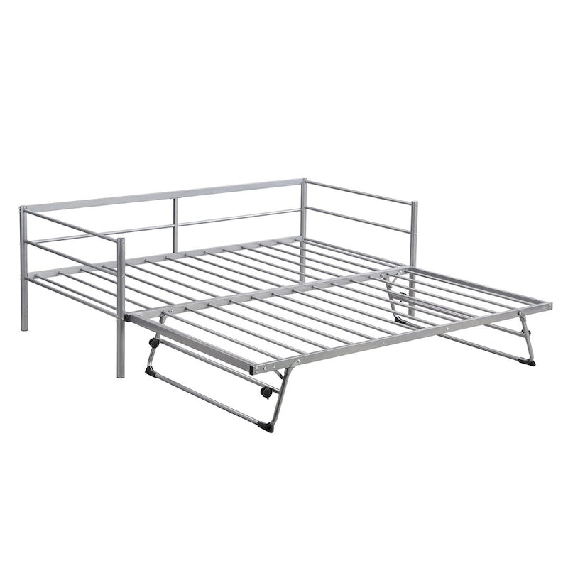 Merax Twin Size Metal Daybed with Adjustable Trundle, Pop Up Trundle