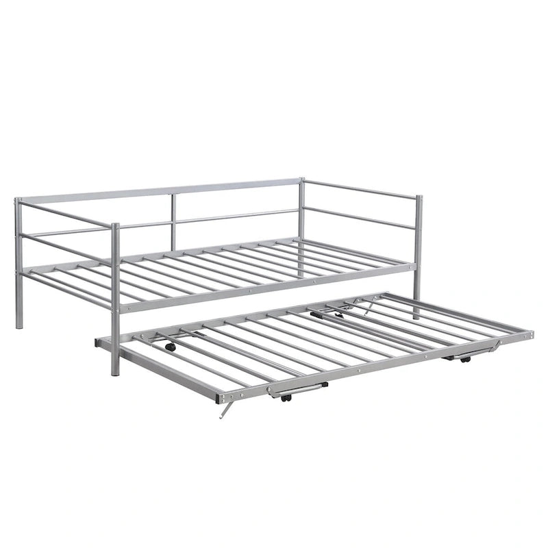 Merax Twin Size Metal Daybed with Adjustable Trundle, Pop Up Trundle