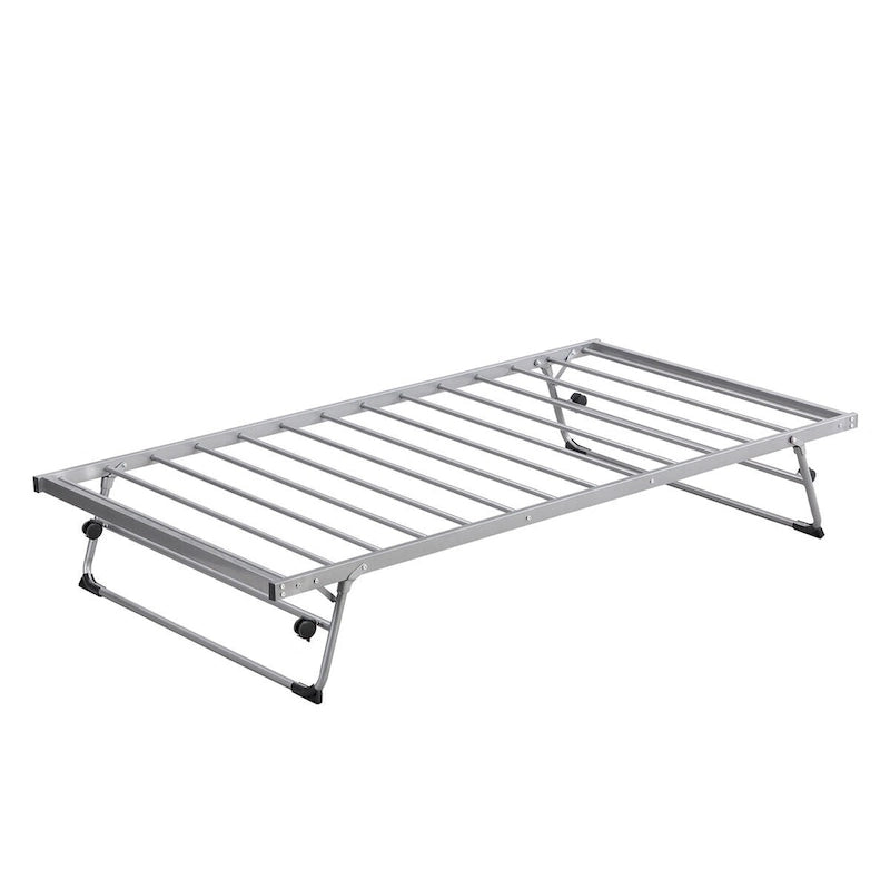 Merax Twin Size Metal Daybed with Adjustable Trundle, Pop Up Trundle