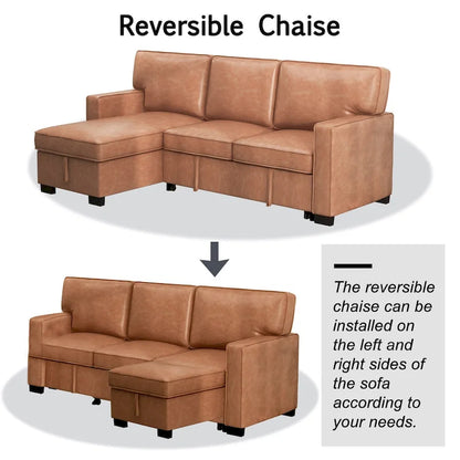 Pull Out Couch Futon Bed with USB Ports and Cup Holders ,Sectional Sofa with Storage Chaise