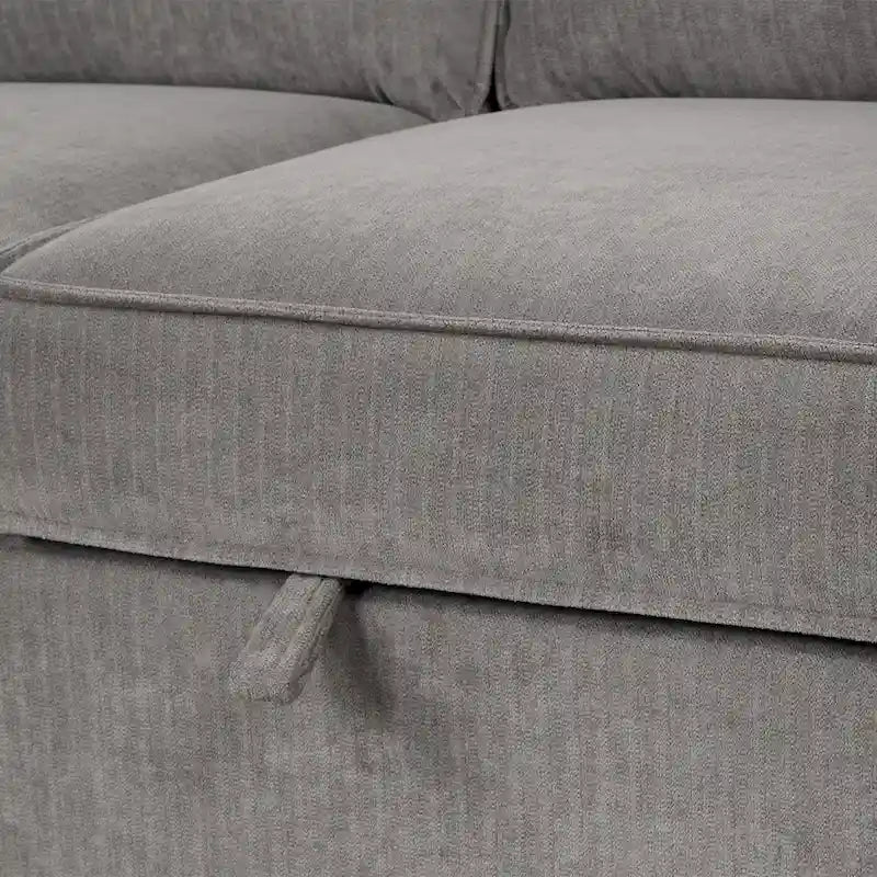 Pull Out Couch Futon Bed with USB Ports and Cup Holders ,Sectional Sofa with Storage Chaise