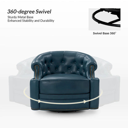 Felipe Modern Genuine Leather Swivel Chair With Tufted Back By HULALA HOME