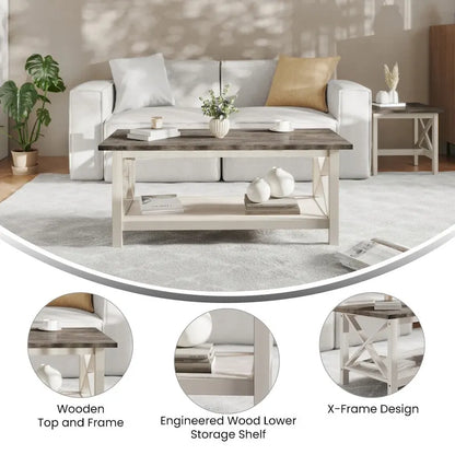 Classic Solid Wood Farmhouse Coffee Table