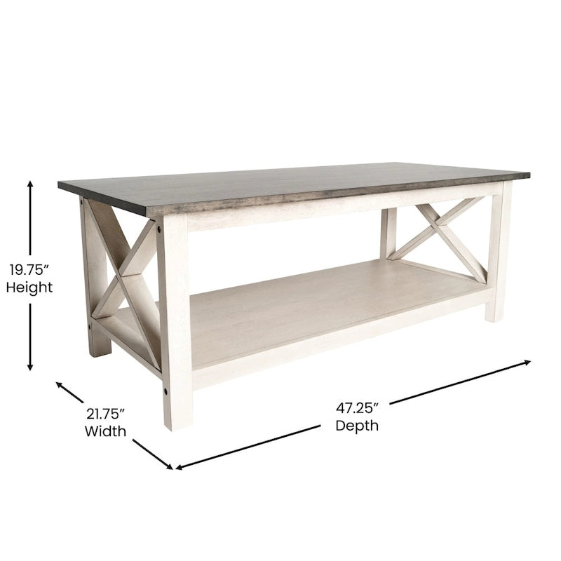 Classic Solid Wood Farmhouse Coffee Table