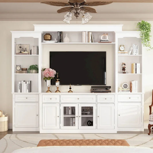 104.3x82.3 Complete Entertainment Wall Unit White TV Stand Display