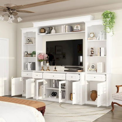 104.3x82.3 Complete Entertainment Wall Unit White TV Stand Display