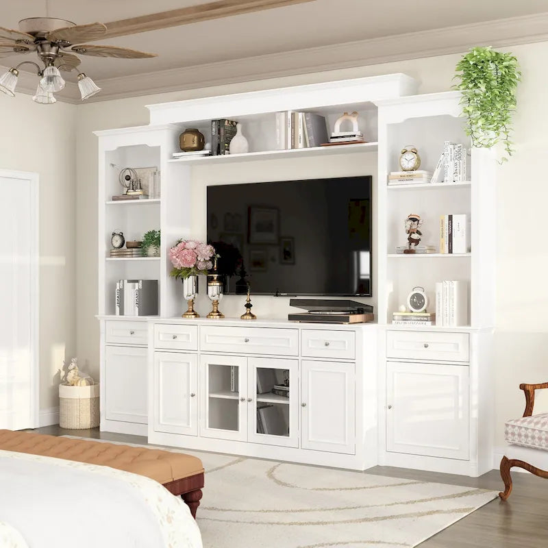 104.3x82.3 Complete Entertainment Wall Unit White TV Stand Display