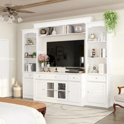 104.3x82.3 Complete Entertainment Wall Unit White TV Stand Display