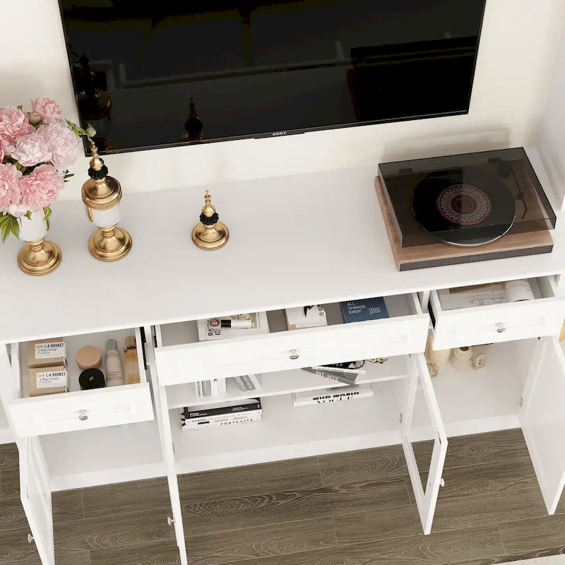 104.3x82.3 Complete Entertainment Wall Unit White TV Stand Display