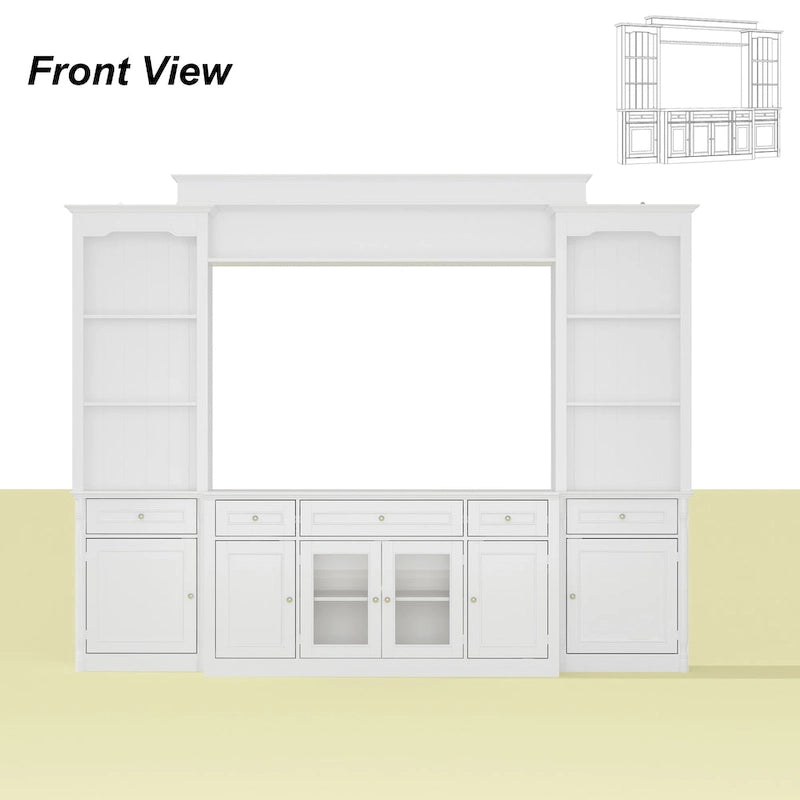 104.3x82.3 Complete Entertainment Wall Unit White TV Stand Display