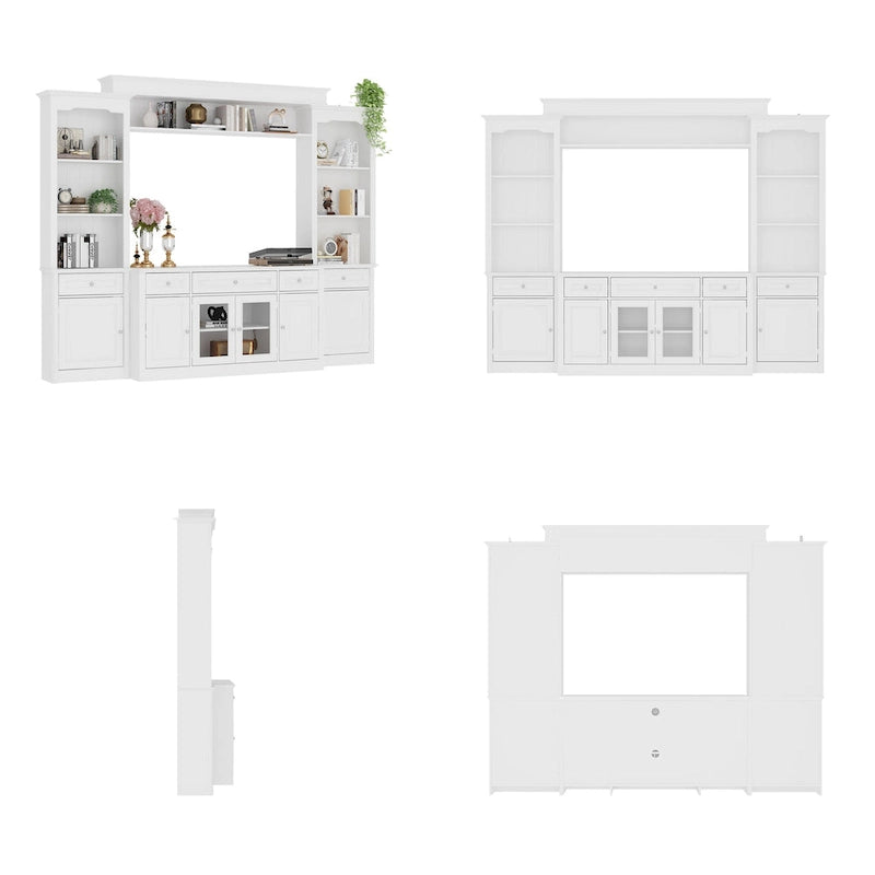104.3x82.3 Complete Entertainment Wall Unit White TV Stand Display