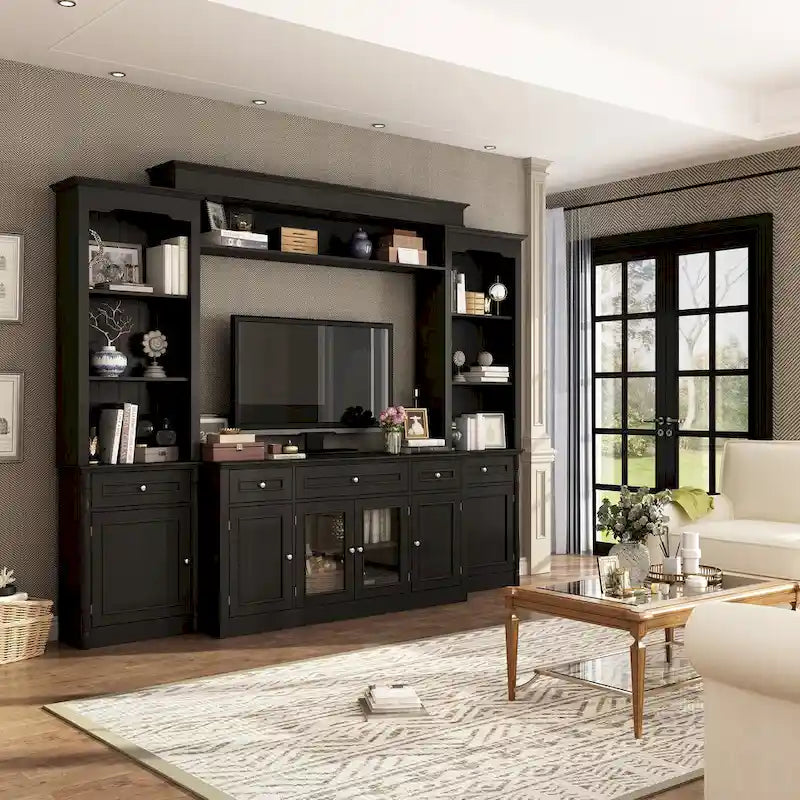 104.3x82.3 Complete Entertainment Wall Unit White TV Stand Display