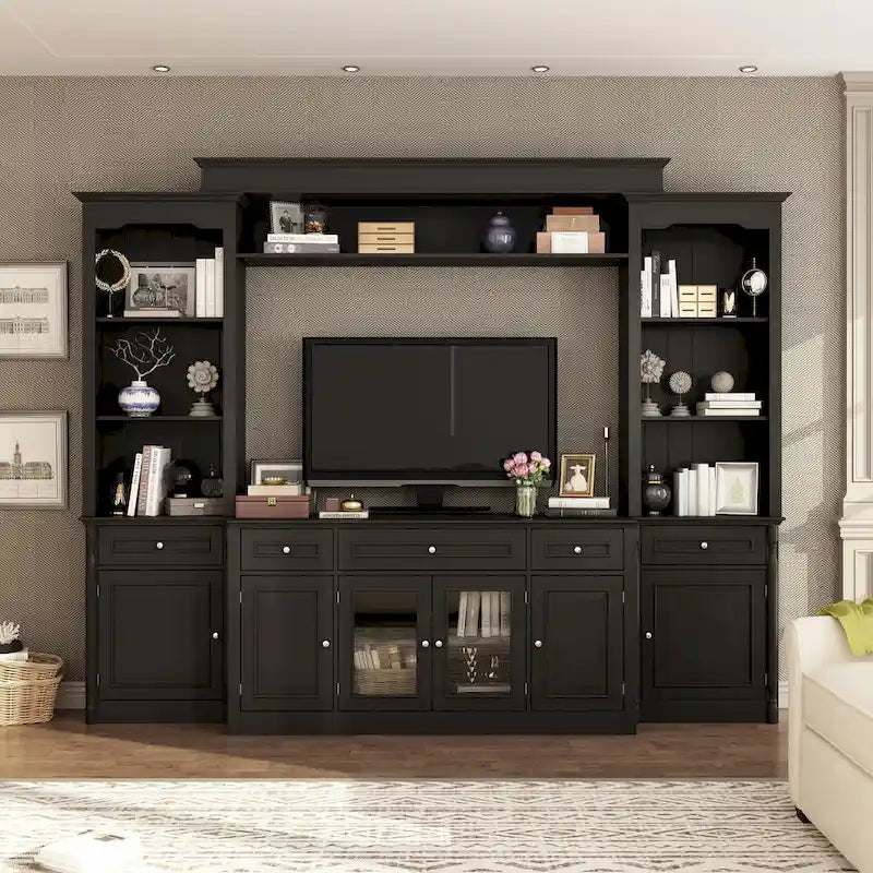 104.3x82.3 Complete Entertainment Wall Unit White TV Stand Display