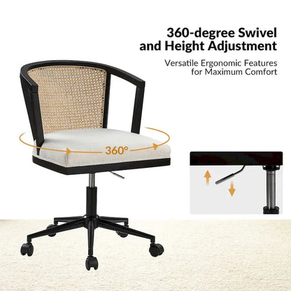 Ingrid Modern Rattan Swivel Height Adjustment Office Chair by HULALA HOME
