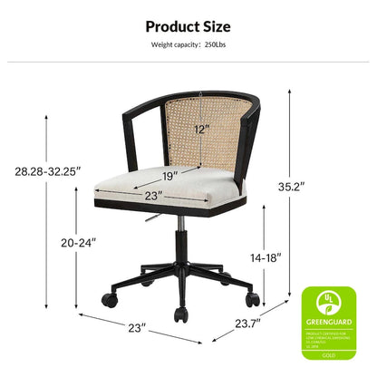 Ingrid Modern Rattan Swivel Height Adjustment Office Chair by HULALA HOME