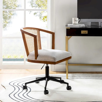 Ingrid Modern Rattan Swivel Height Adjustment Office Chair by HULALA HOME