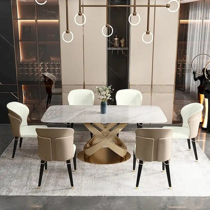 Modern Dining Chair Wingback Side Chair PU Leather Upholstery, Carbon Steel Legs, Brown, Set of 2, Fully Assemble